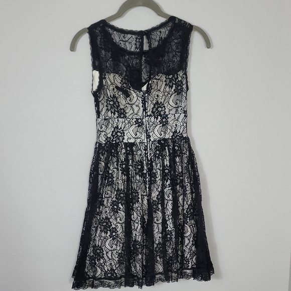 Y2K B Darlin Lace Fit & Flare Dress Size XS/S/0/2 Black Padded Cocktail - Picture 8 of 13
